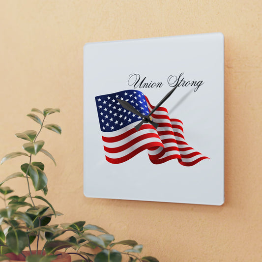 Union Strong/American Flag Wall Clock | 2 Sizes | Two Shapes