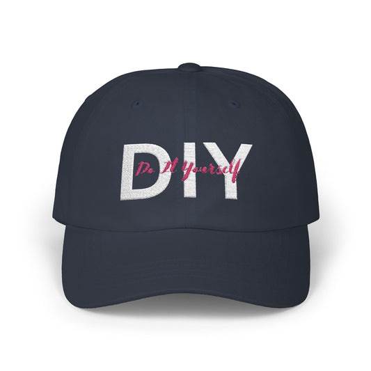 DIY (Dad Cap) White/Pink Thread Embroidery
