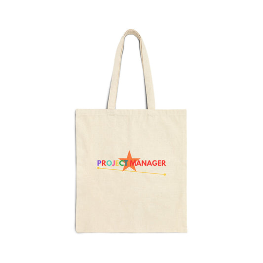 Colorful Project Manager Cotton Tote Bag - Gift for Office Essentials, Eco-Friendly Shopping, Funny Work Bag, Everyday Use