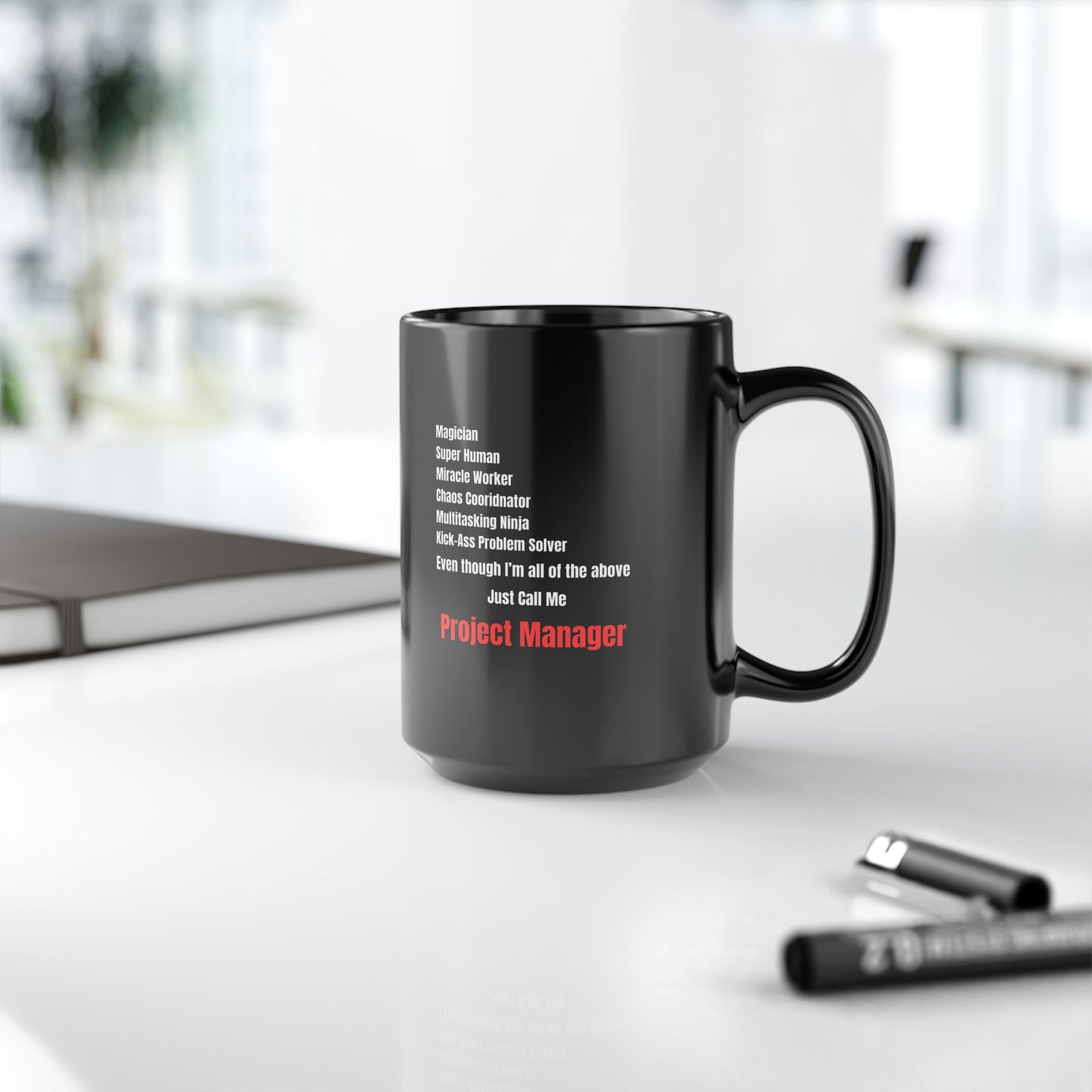 Project Manager Black Mug