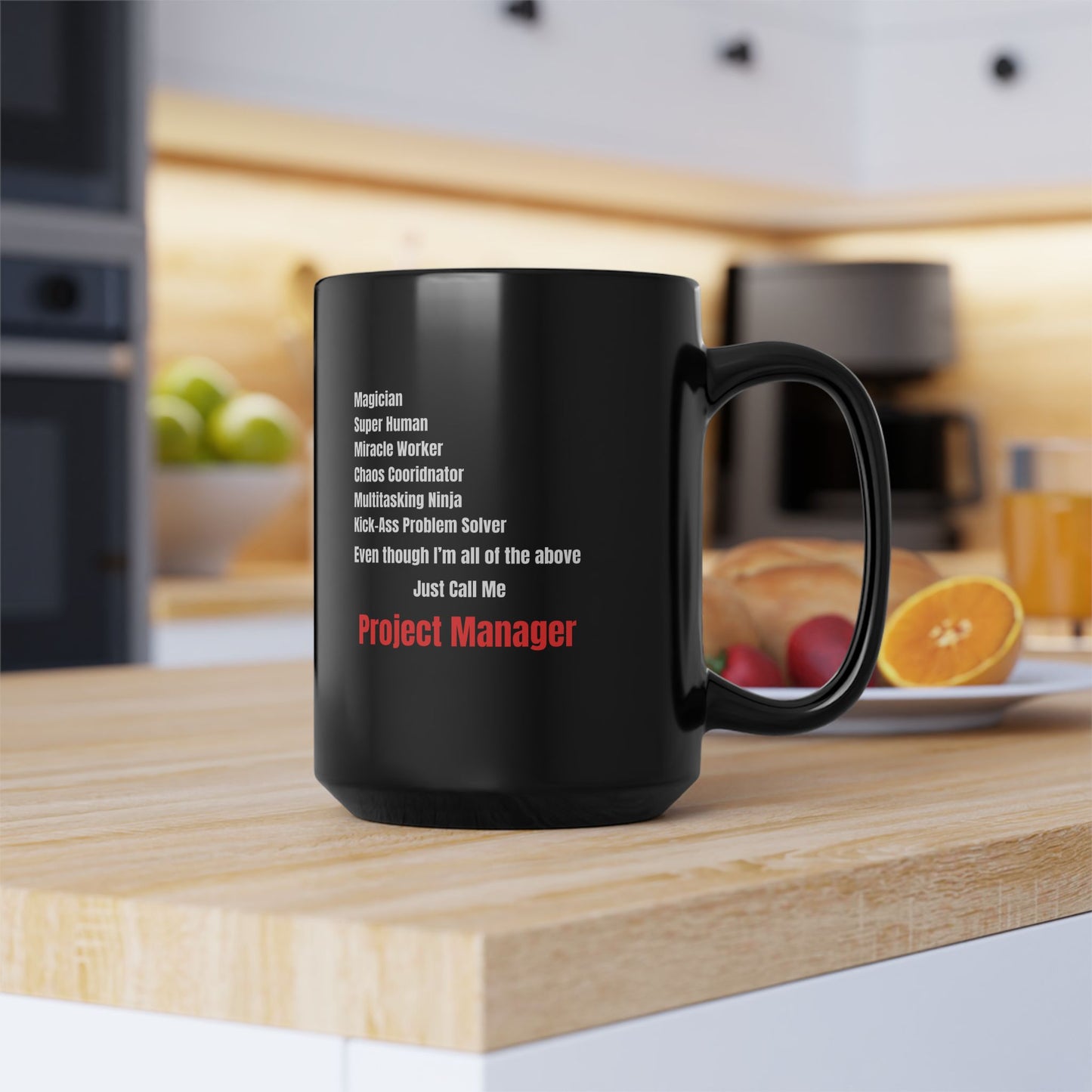 Project Manager Black Mug
