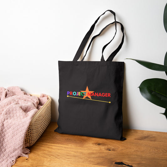 Colorful Project Manager Cotton Tote Bag - Gift for Office Essentials, Eco-Friendly Shopping, Funny Work Bag, Everyday Use