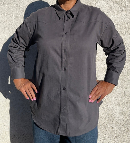 The Denny Work Shirt™ – 6.5–7oz Sanded Graphite Gray Twill